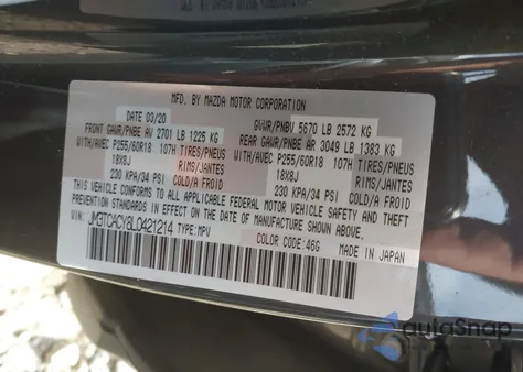 2020 Mazda Cx-9 Touring из США, поврежденный, VIN JM3TCACY8L0421214